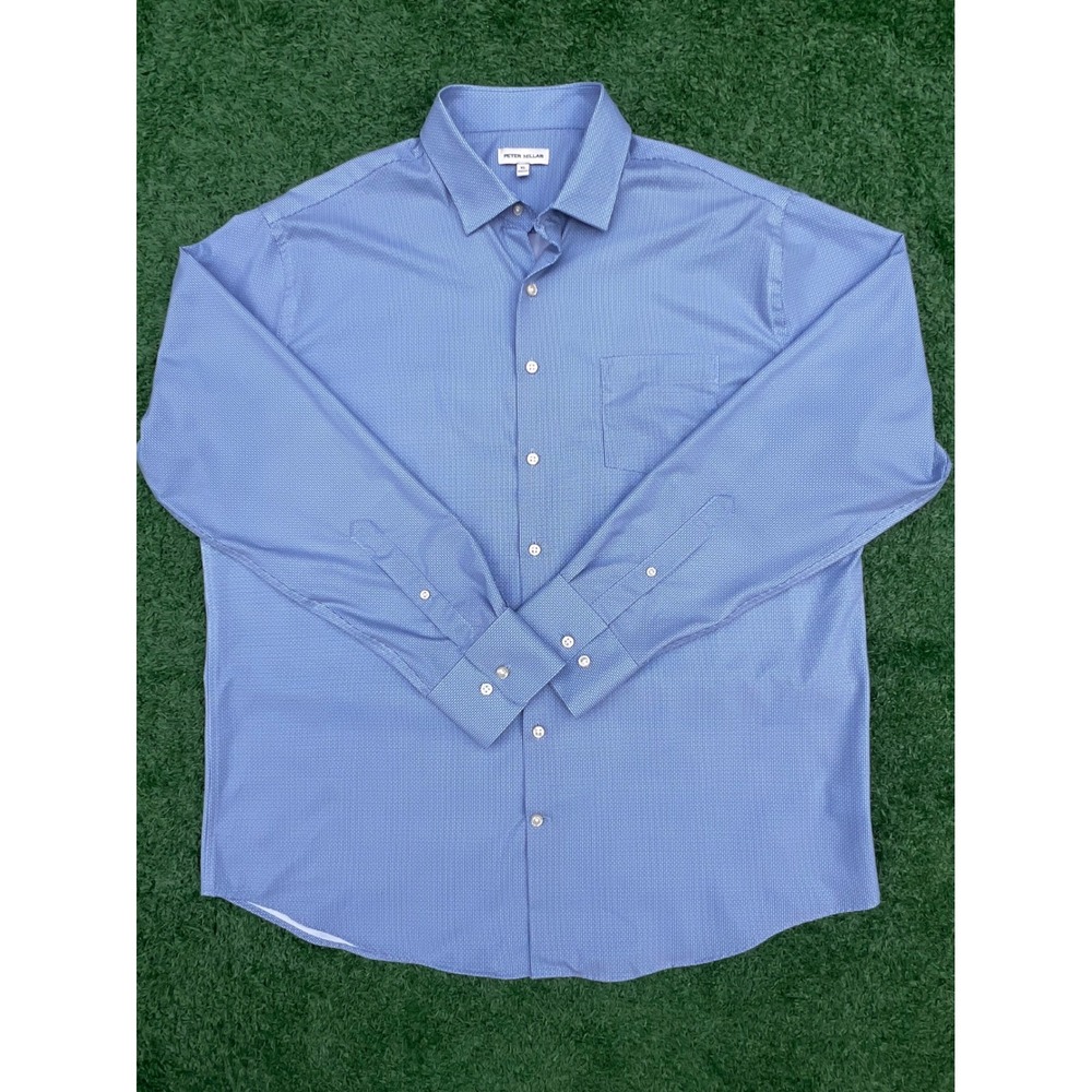 Peter Millar Mens XL Blue Geometric Print Button Down Shirt MS25W47LTPP
